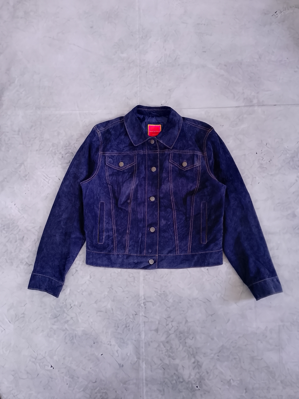 ISAAC MIZRAHI Suede Trucker Jacket in PURPLE